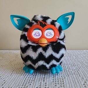 Furby Boom 2012 Black & White Zebra Zig Zag Stripes Interactive Tested Works